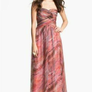 JS Boutique Strapless Chiffon Gown – Size 6 | Elegant Printed Formal Dress